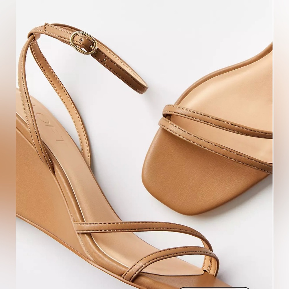 LOFT Tan Ankle Strap Wedges - Picture 9 of 9